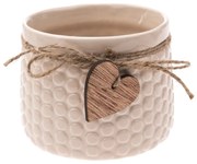 Keramický obal na kvetináč Heart, béžová, 8,8 x 11 cm