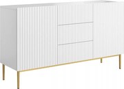 Komoda so zásuvkami Nicole 150 cm - biely mat / zlaté nožičky