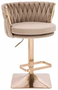 LuxuryForm DESIGN Barová stolička LYON VELUR na zlatej hranatej podstave - latte