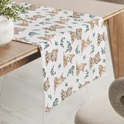 Biante Detský bavlnený behúň na stôl Sandra SA-470 Medvedíky a srnčekovia na bielom 20x120 cm