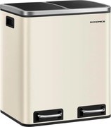 Kôš na separovanie odpadu SORT 30l (2×15l), béžová/strieborná/čierna SongmicsHome
