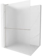 Mexen Kioto+ L, sprchová zástena Walk-In s poličkou a vešiakom 70 x 200 cm, 8mm sklo námraza, brúsená oceľ profil, 800-070-123-97-30