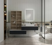 Erga Megan, LED zrkadlo 50x70cm v čiernom ráme, 1840 lm, 3 farby svetla, zadné osvetlenie, ERG-V01-MEGAN-5070-BK