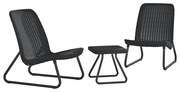 Tmavosivá záhradná lounge súprava z umelého ratanu pre 2 osoby Rio – Keter