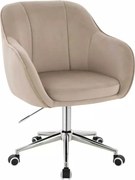 LuxuryForm DESIGN Stolička AVOLA VELUR na striebornej podstave s kolieskami - latte