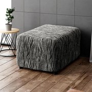 Bielastické poťahy UNIVERSO NOVÉ žíhané čiernobiele taburetka (40 x 40 x 40 cm)