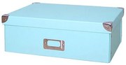 Štýlový skladací papierový úložný box tyrkysový, viac veľkostí 26x13x10 cm