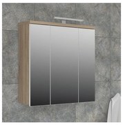 Nástenná kúpeľňová skrinka so zrkadlom VENOM biela/dub sonoma