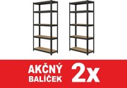 Akcia 2x Regál 180x90x40 cm robustný lakovaný 5-policový, nosnosť 1000 kg - čierny - 2ks