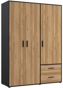 Skriňa Mokkaro 145 3D2S čierna/dub catania