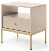 PROXIMA.store - Dizajnový nočný stolík - PIERA FARBA: béžová, FARBA NÔH: zlatá