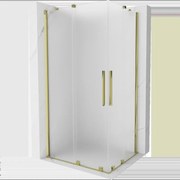 Mexen Velar Duo sprchovací kút, posuvný 90 x 80 cm, matné sklo, zlatý - 871-090-080-32-50