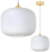 Závesné svietidlo Riffle 3, 1x biele sklenené tienidlo, g