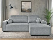 Rohová sedačka s funkciou spania Tori pravá s úložným priestorom na posteľnú bielizeň, šedý velúr