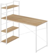 Písací stôl MAX 4.0 SONOMA s regálom a bielymi nohami 120x44 cm