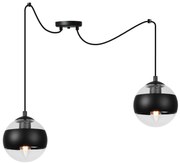 Závesne svietidlo Toledo Spider, 2x čierne/transparentné sklenené tienidlo, B