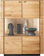 Nízka dubová vitrína s 2 presklenými a drevenými dvierkami, 99x42x120 cm