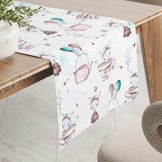 Biante Detský bavlnený behúň na stôl Sandra SA-372 Myšky a konvičky na bielom 20x120 cm