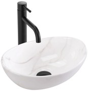 Rea Sofia Mini, umývadlo na dosku 355x270x125 mm, imitácia kameňa - biela Cloudy, REA-U9236