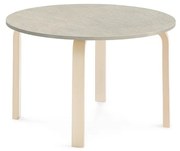 Stôl ELTON, Ø 900x530 mm, linoleum - šedá, breza