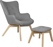 Sivé kreslo s podnožkou Niko – Ropez