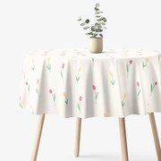 Goldea okrúhly obrus 100% bavlnené plátno - tulipány Ø 100 cm