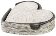 Sada 4ks kožených podtácok v tvare srdca Heart - 13*13*3 cm