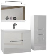 Kúpeľňový nábytok Belini Premium Full Version biely lesk + umývadlo + zrkadlo + LED osvetlenie Glamour 24 GLA P 2/0/W/W/0/MB/PP