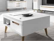 Konferenčný stolík so zásuvkami Nordi, dub riviera/biela lesk%