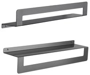 Gedy - Polička s vešiakom na uteráky CLEO 50 cm metalická sivá