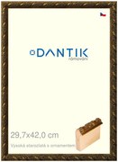 DANTIK rám na obraz 29,7x42 | Vysoká starozlatá s ornamentem (Plexi Čiré)