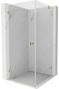 Mexen Lunar-B, výklopný sprchový kút ľavý 70 x 70 cm, 8mm číre sklo, zlatý profil, 832-070-070-50-00-L