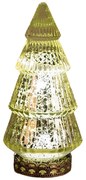 Zelený sklenený dekoračný svietiaci stromček LED Tree - Ø 8*16 cm