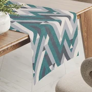 Biante Zamatový behúň na stôl Tamara TMR-026 Zeleno-sivý designový cik-cak 20x120 cm