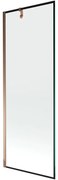 Mexen Next, vaňová zástena 1-krídlová 70 x 150 cm, fixné krídlo, 6 mm číre sklo s čiernym vzorom, ružové zlato profil, 895-070-000-00-70-60