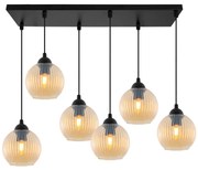 Závesné svietidlo Riffle Round, 6x medové sklenené tienidlo