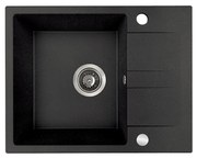 Kuchinox Laut, 1-komorový granitový drez 560x440x174 mm + sifón, čierna škvrnitá, LAV-SBZ_713Y