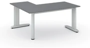 Rohový kancelársky písací stôl PRIMO FLEXIBLE, 1600 x 1400 mm, grafitová