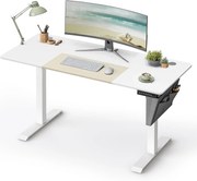 Výškovo nastaviteľný kancelársky stôl, elektrický, 72-120x140x60cm, biely