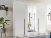 Šatníková skriňa so zrkadlom Cano, 228 cm, biela%