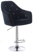 LuxuryForm DESIGN Barová stolička ROMA VELUR na striebornom tanieri - čierna
