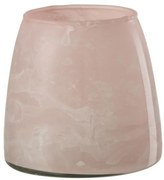 Ružový mramorovaný sklenený svietnik - Ø 9 * 9 cm