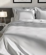 Damašková obliečka BIELA – luxusná 100 % bavlna, elegantné prúžky, 140×200 + 70×90 cm