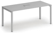 Rokovací stôl PRIMO SQUARE, 180x80 cm, sivá + stolová zásuvka TYP I, strieborná