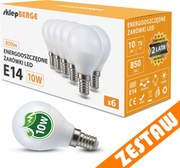 SADA 6x LED žiarovka E14 G45 10W 830lm - tepla biela