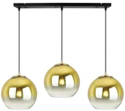 Závesné svietidlo Bergen Gold, 3x zlaté/transparentné sklenené tienidlo (fi 15cm)