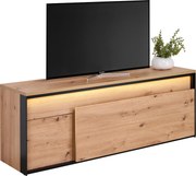 XXXLutz SKRINKA POD TV, čierna, dub artisan, 155/55/41 cm Hom`in - Komody - 000589000520