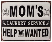 Bielo-čierna antik nástenná kovová ceduľa Momś Laundry Service - 25*1*20 cm