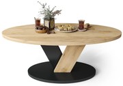 LOVA Craft Zlatý dub/Čierny - OVÁLNY KONFERENČNÝ STOLÍK 110 × 60 cm MODERNÝ KÁVOVÝ STOLÍK