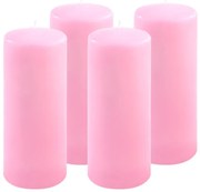 Sada stĺpových sviečok, 25 cm, Ø10 cm, ružová, 4 ks